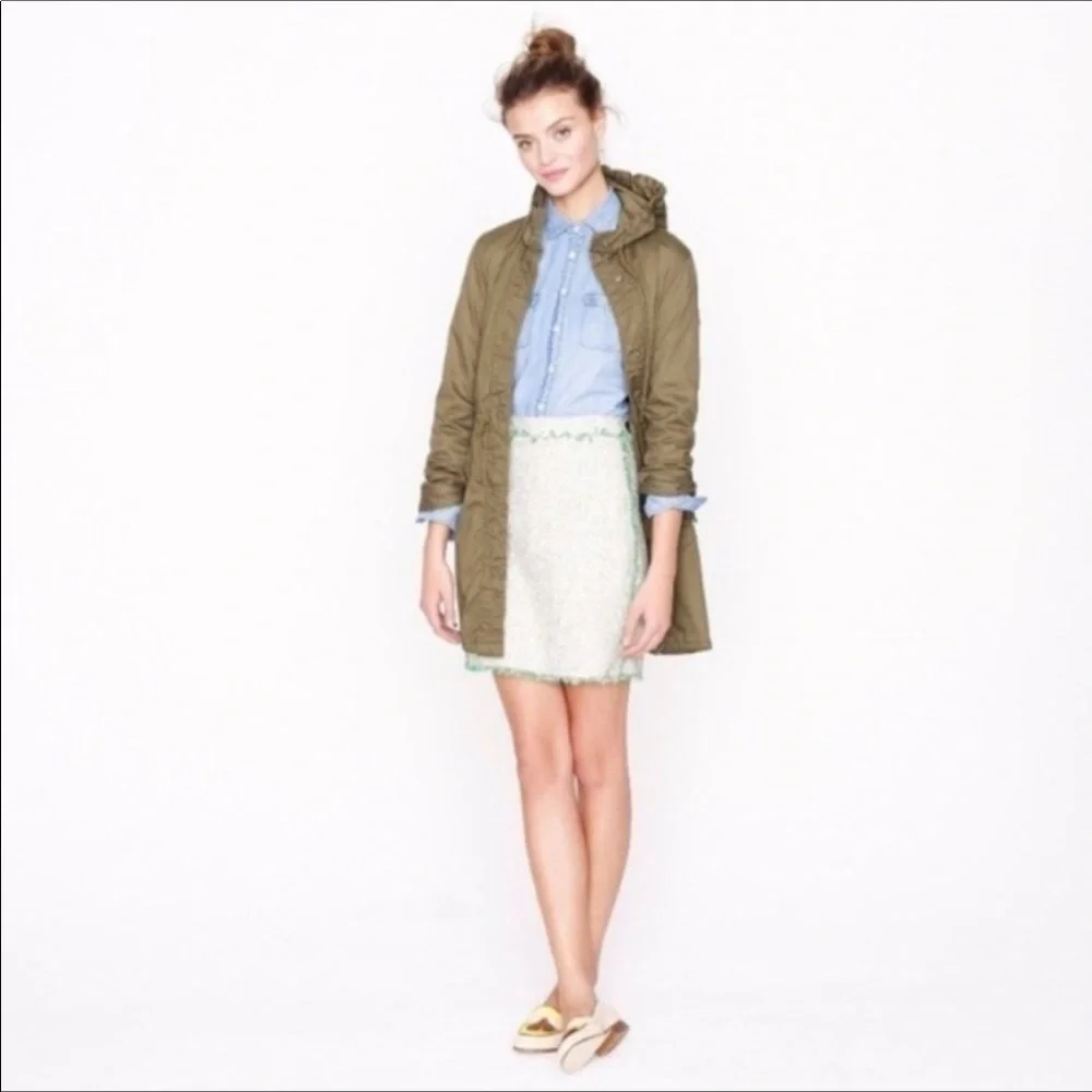 J. Crew Tweed Green White mini skirt_2